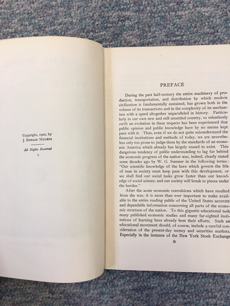 The Work of the Stock Exchange by J. Edward Meeker first edition 1927