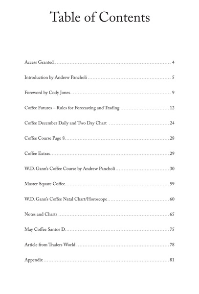 W.D.Gann's Unpublished Coffee Course Package - Limited Printing